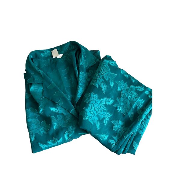 Victorias Secret Gold Label Womens Emerald Green  Floral Sheer Pajamas Set VTG - Picture 2 of 12